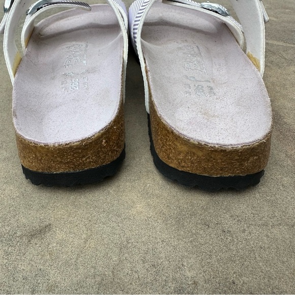 Birkenstock Birki’s Aziza Purple & White Stripe 2 Strap Sandals US 10-10.5 NEW - Picture 6 of 8